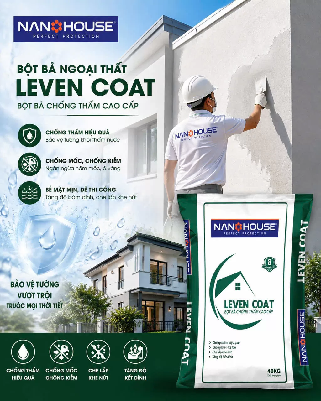 Lợi ích khi sử dụng Bột bả chống thấm cao cấp LEVEN COAT – B2