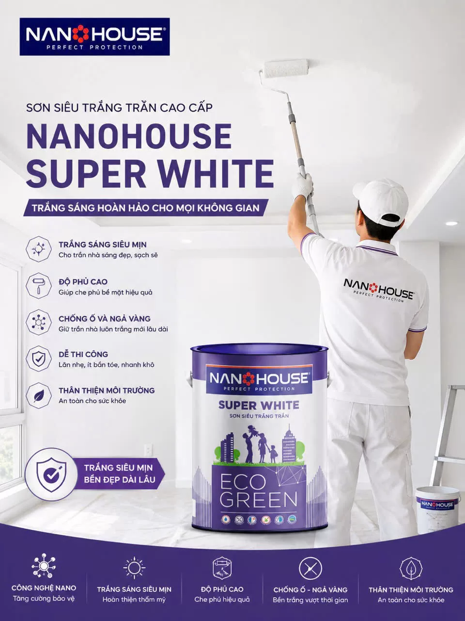 Hướng dẫn sử dụng Sơn siêu trắng trần ECO SUPER WHITE – NO6