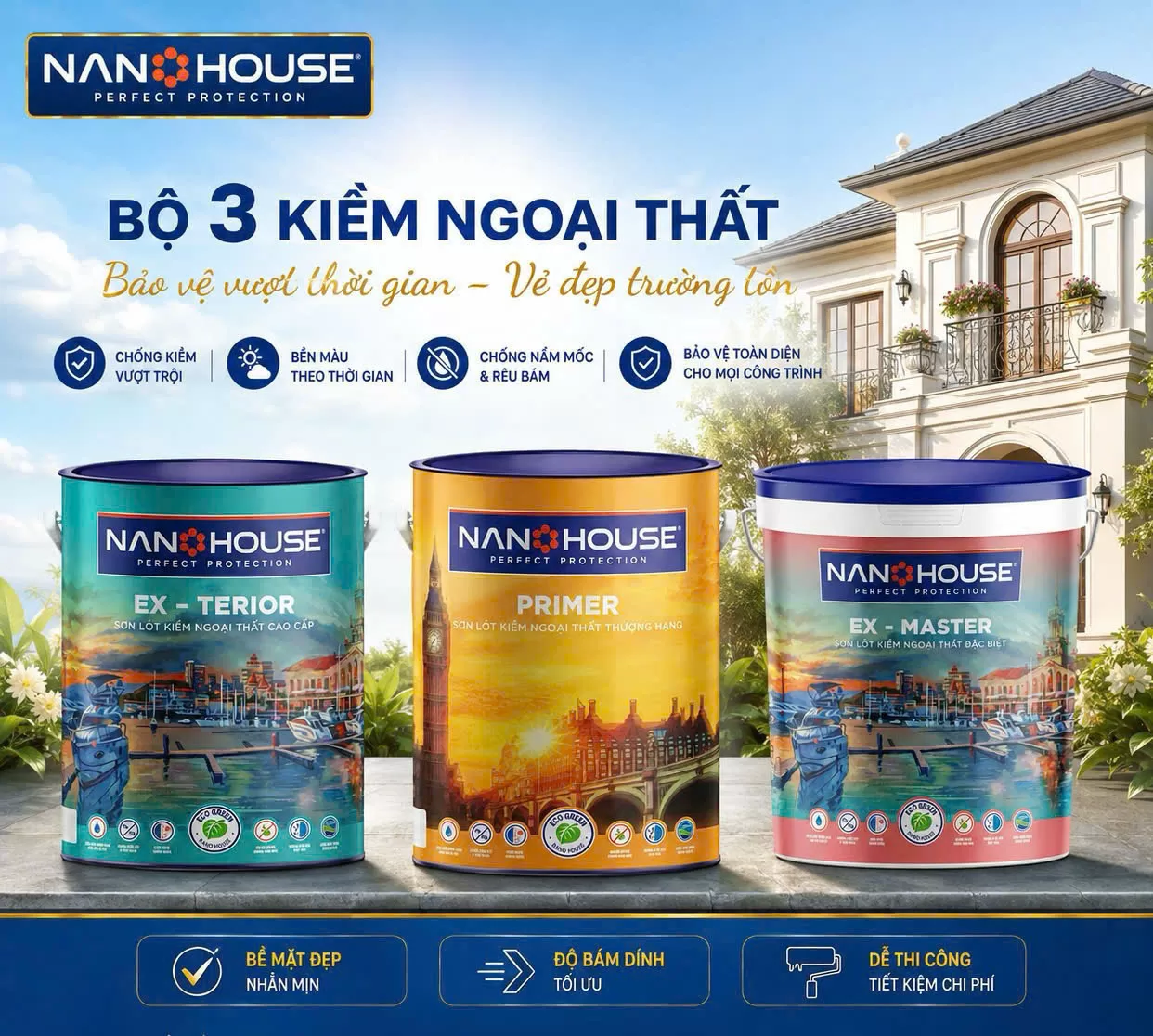 Tính năng nổi bật của Sơn lót kiềm ngoại thất cao cấp EX-TERIOR – KN2