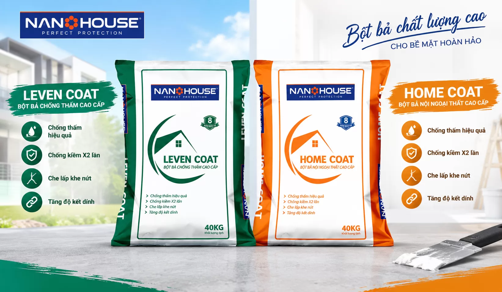 Chống thấm và bột bả - Nanohouse 04