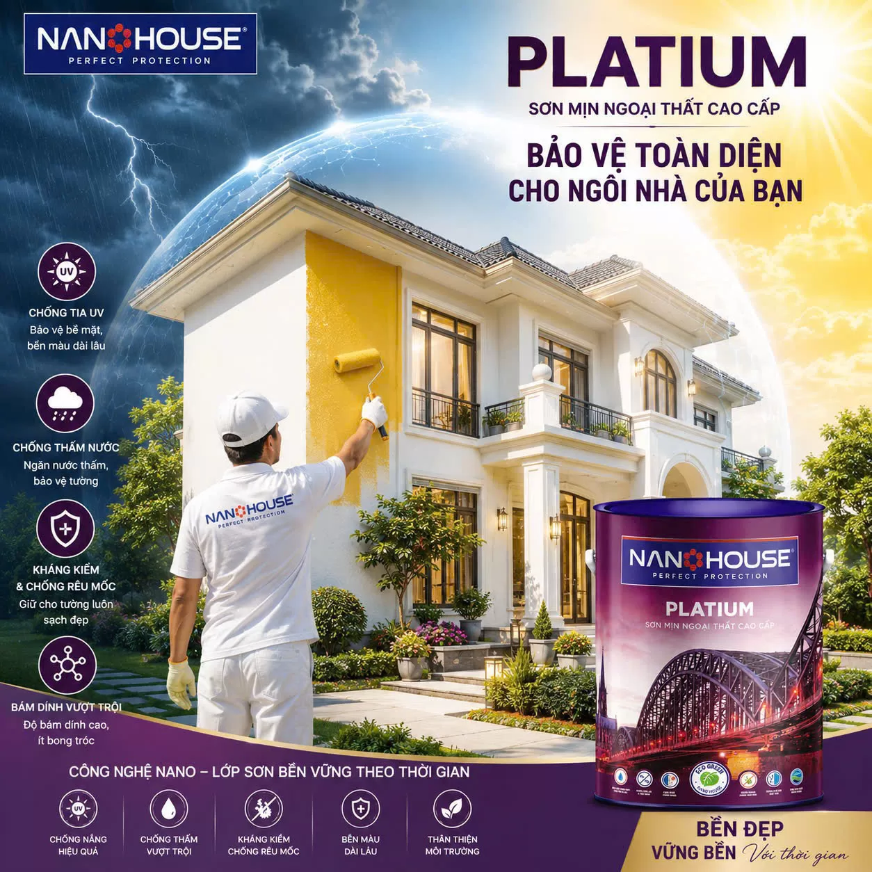 Đặc điểm nổi bật của Sơn mịn ngoại thất cao cấp ECO PLATIUM – NA4