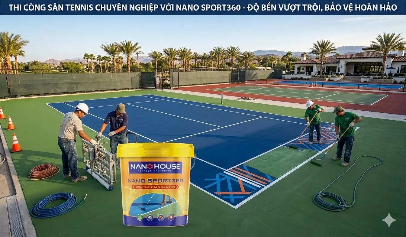 Thi công sơn sân tennis